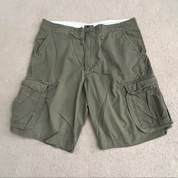 Vintage 1990s Polo Jeans Company 1967 Military Green Paratrooper Cargo Shorts - Picture 2 of 10